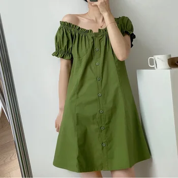 

Dressv Prom Dresses 2020 Short Puff Sleeve Ruched Button Stringy Selvedge Sample Fashion Mini A-Line Women Prom Party Dress