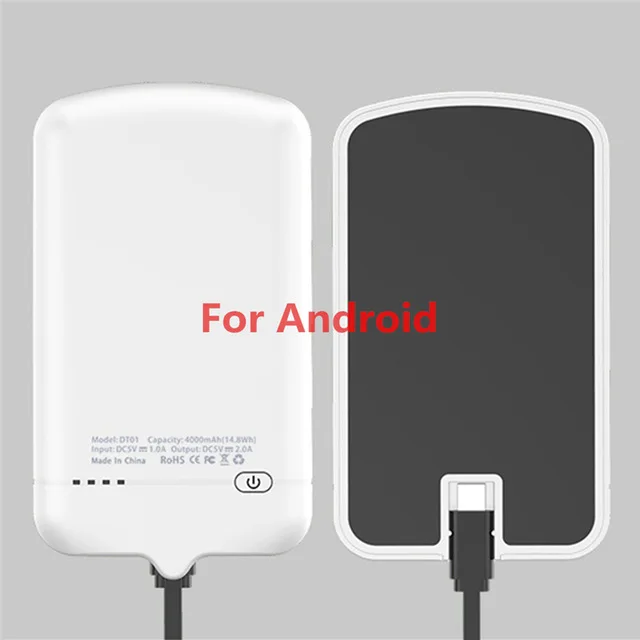 4000 мАч портативный аккумулятор зарядное устройство чехол для iPhone внешний резервный блок питания для samsung Xiaomi huawei зарядное устройство чехол - Цвет: White for Android