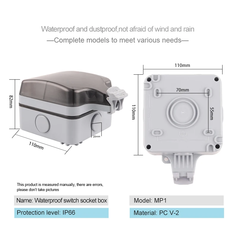 IP66 EU Germany Standard  Waterproof Outdoor Power Socket Wall Socket With Switch USB Outlet For Home Garden workshop 16A  250V