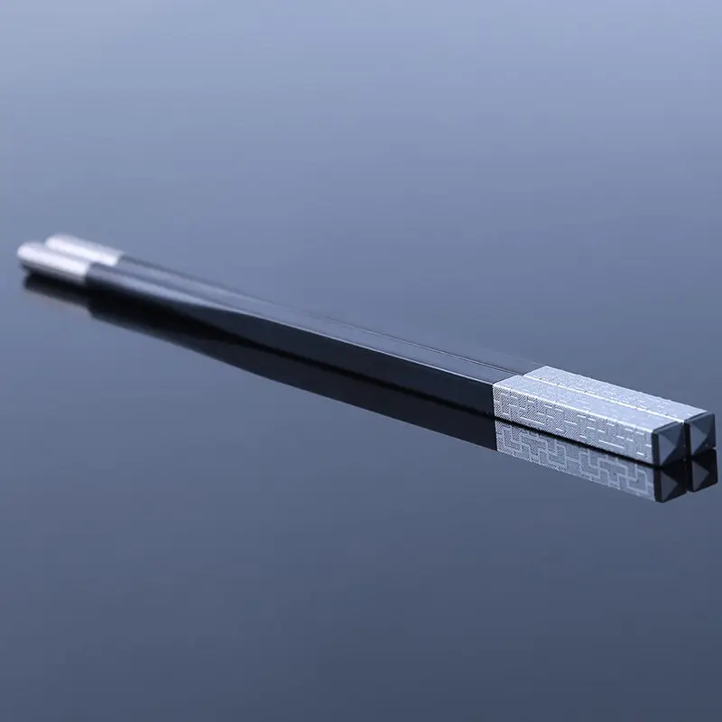 Silver plaid 1 пара квадратных палочек для еды многоразовые китайские палочки для еды черное золото серебро китайские палочки для еды набор бытовой посуды столовые приборы - Цвет: Silver plaid