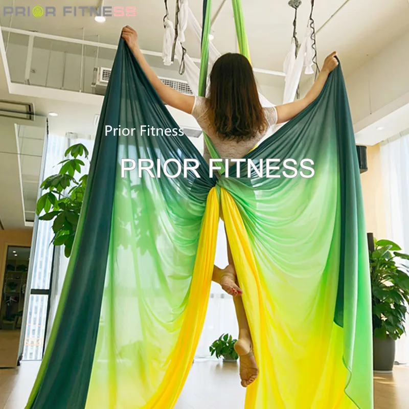 yellow green Новинка, 11 ярдов/10 м, летающие, премиум класса, воздушные, шелковые, для дома, для йоги, Омбре, трапециевидные, на бретельках, Антигравитационные, воздушные, для йоги, качели - Цвет: yellow green