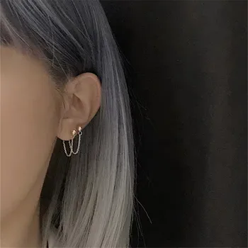 

925 Sterling Silver Tassel Round Bead Stud Earrings For Women Kids Wedding Jewelry boucle d'oreille Hypoallergenic eh1058