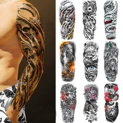 52 Designs Waterproof Temporary Tattoo Stickers Full Arm Large Skull Old School Tatoo Stickers Flash Fake Tattoos for Men Women