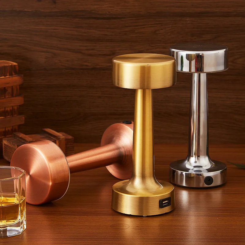 Led Vintage Bar Table Lamp Night Light Rechargeable Retro Copper Color