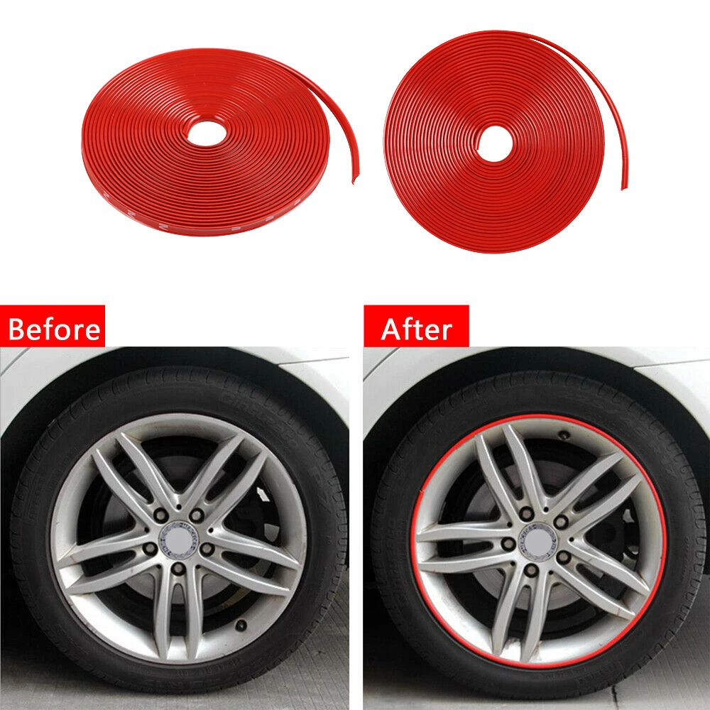 

For Universal Car Wheel Protective Sticker Tire Rims Protective Decal 8M Red