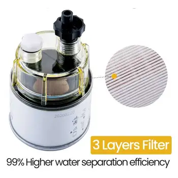 

R12T Practical For Boat Replacement Parts Easy Install Tanker Fuel Filter Multifunction Electroplated Plate Water Oil Separator