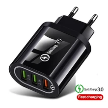 Быстрое зарядное устройство для мобильного телефона, USB зарядное устройство, быстрая зарядка 3,0 5 В/3 А, штепсельная вилка EU/US для iphone X 6 7 8 samsung S8 S9, зарядное устройство Xiaomi