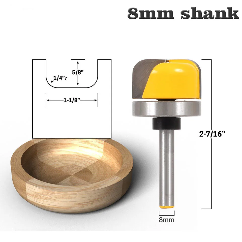 

1pcs 1-1/8" Shank Diameter Bowl & Tray Router Bit - 8mm" Shank Milling Cutter Woodwork Woodworking