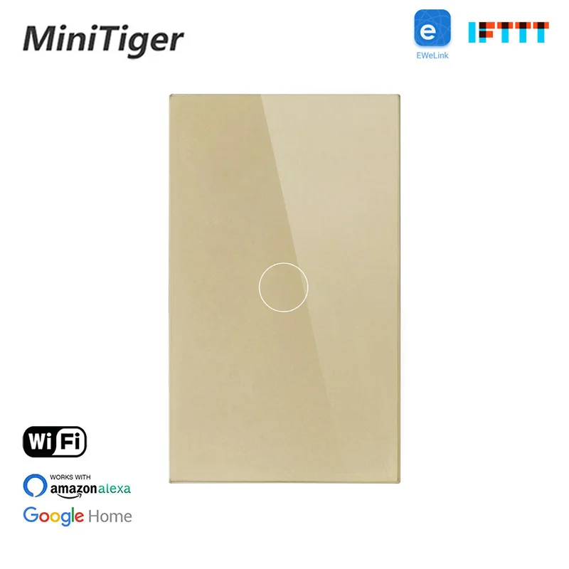 Стеклянная панель приложения Minitiger Ewelink 1 позиционный сенсорный Wi Fi выключатель