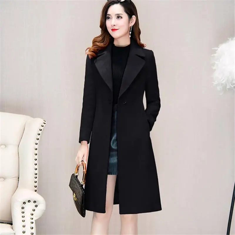 Женское длинное кашемировое пальто элегантное приталенное Шерстяное полупальто