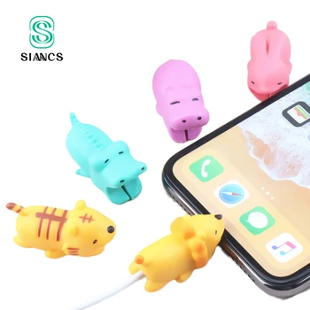 

SIANCS Cute Animal Cable Bite Protector Winder Cartoon Cover For IPhone7 8 X Plus Silicone Protect Case Wire Organizer Holder