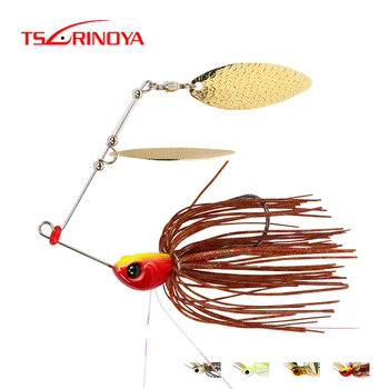 

TSURINOYA 4 Pieces Spinner Bait Head Weight 7g/10g Artificial Hard Fishing Lure Blades Hooks Metal Spoons with Rotate Sequins