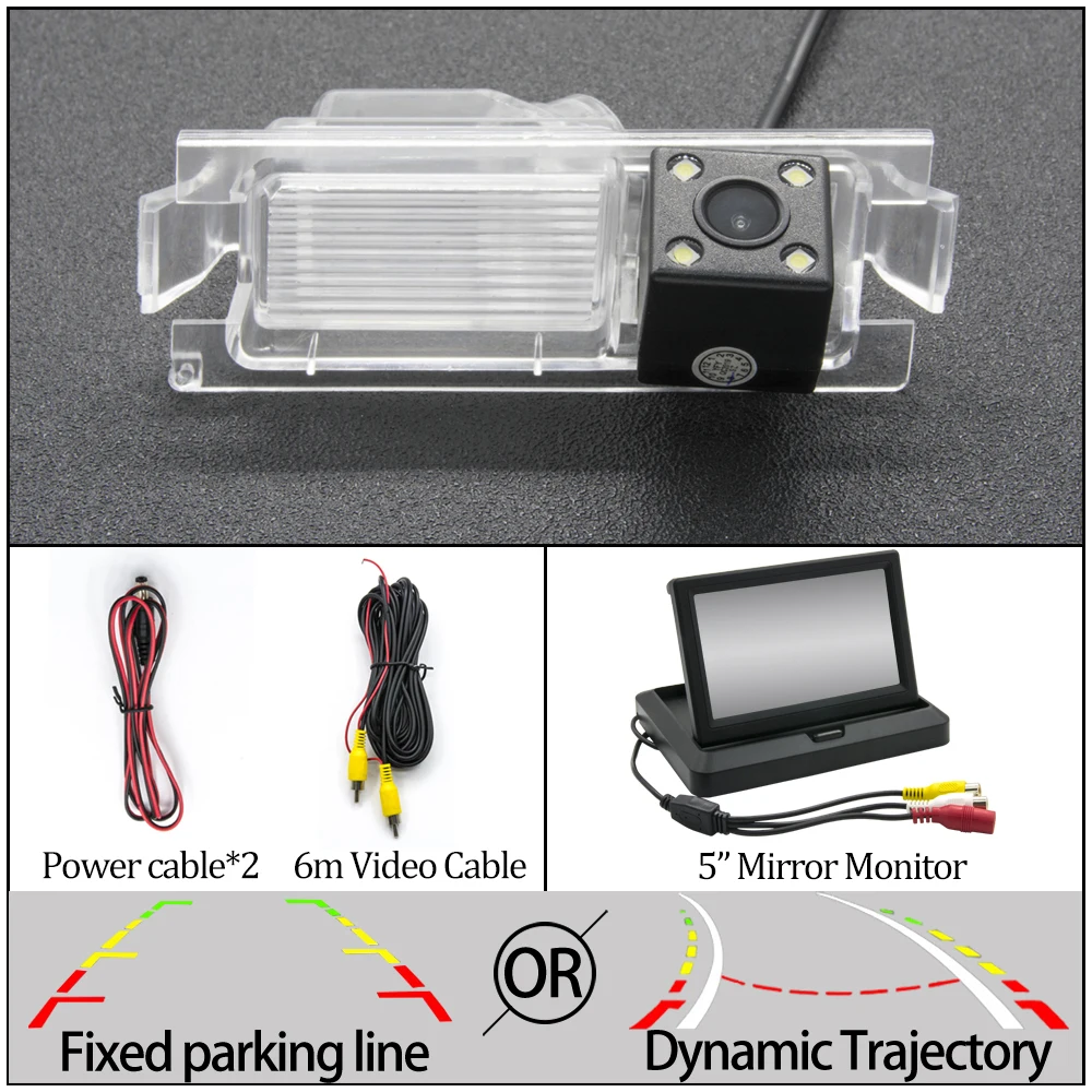 Фиксированная или динамическая траектория камера заднего вида для kia ceed 2 2012- для hyundai Verna Solaris Accent монитор парковки автомобиля - Название цвета: 4LED N 5 in Foldable