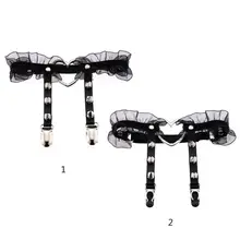 Женское кольцо в форме сердца в стиле панк, ремень-подвязка, пояс с шипами, заклепками, эластичное, на подтяжках, с оборками, Кружевное облегающее кольцо с зажимами, Клубная одежда