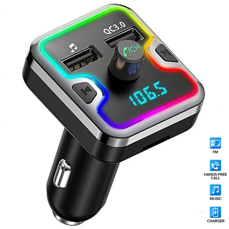 Автомобильный комплект громкой связи беспроводной Bluetooth fm-передатчик 7 цветов Автомобильный светодиодный MP3 USB зарядное устройство аксессуары# BL30