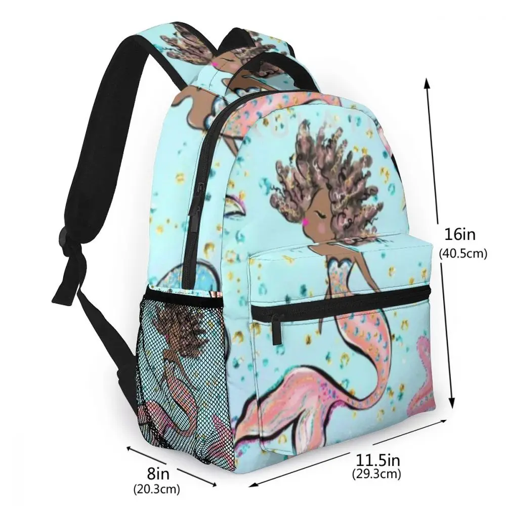 WHEREISART Новый женский рюкзак с принтом русалки школьный для девочек подростков