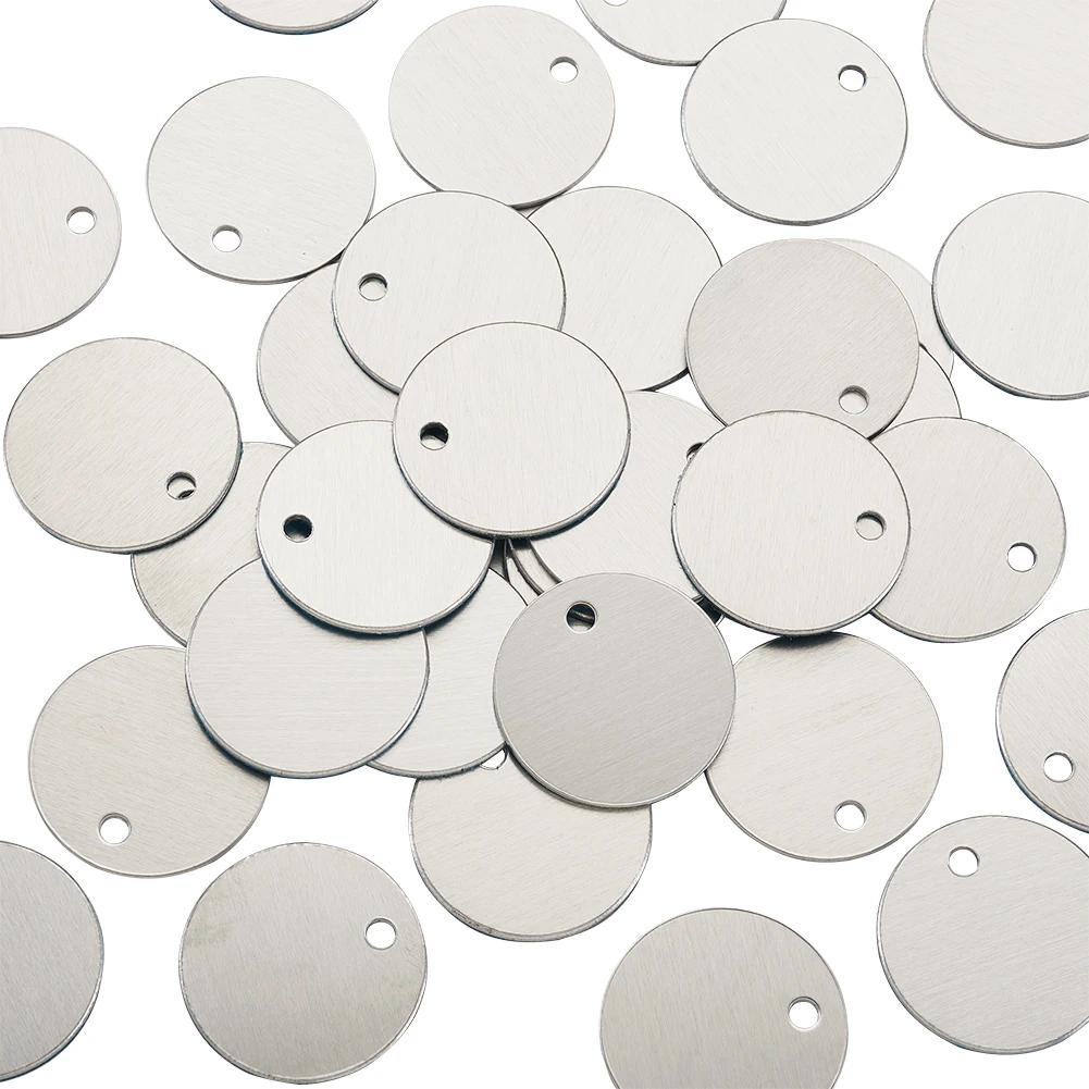 Pandahall 50pcs/set Flat Round Aluminum Stamping Blank Tags Charm Pendant DIY Jewelry Necklace Making