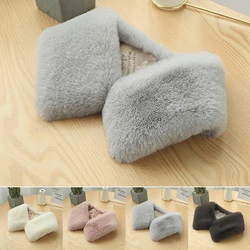 Women Winter Thicken Plush Faux Rabbit Fur Scarf Solid Collar Shawl Neck Warmer Shrugs Knitted Neckerchief Decorating Scarf