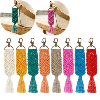 

Hawaii Tassel Macrame Keychains For Tassel Keychain Gradient Key Holder Boho Jewelry Gift For Women Bag Charms