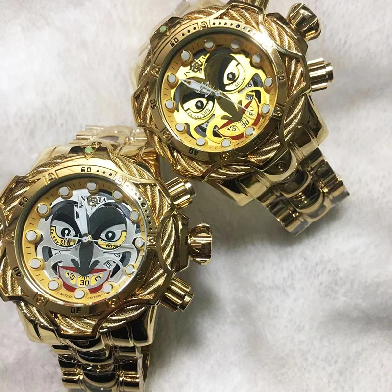 New steel rope clown steel belt men's quartz watch gold fashion casual European and American jewelry couple gifts