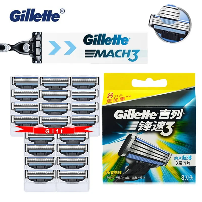 

Original Gillette Mach 3 Men Razor blade Machine for Shaving Blade Shaver Gillette Cassette Manual Shaving Razor Cartridges