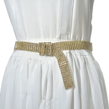 

Straps Metal Crystal Waistband Gifts Adjustable Casual Fashion Shiny Accessories Buckle Adult Party Waist Belt