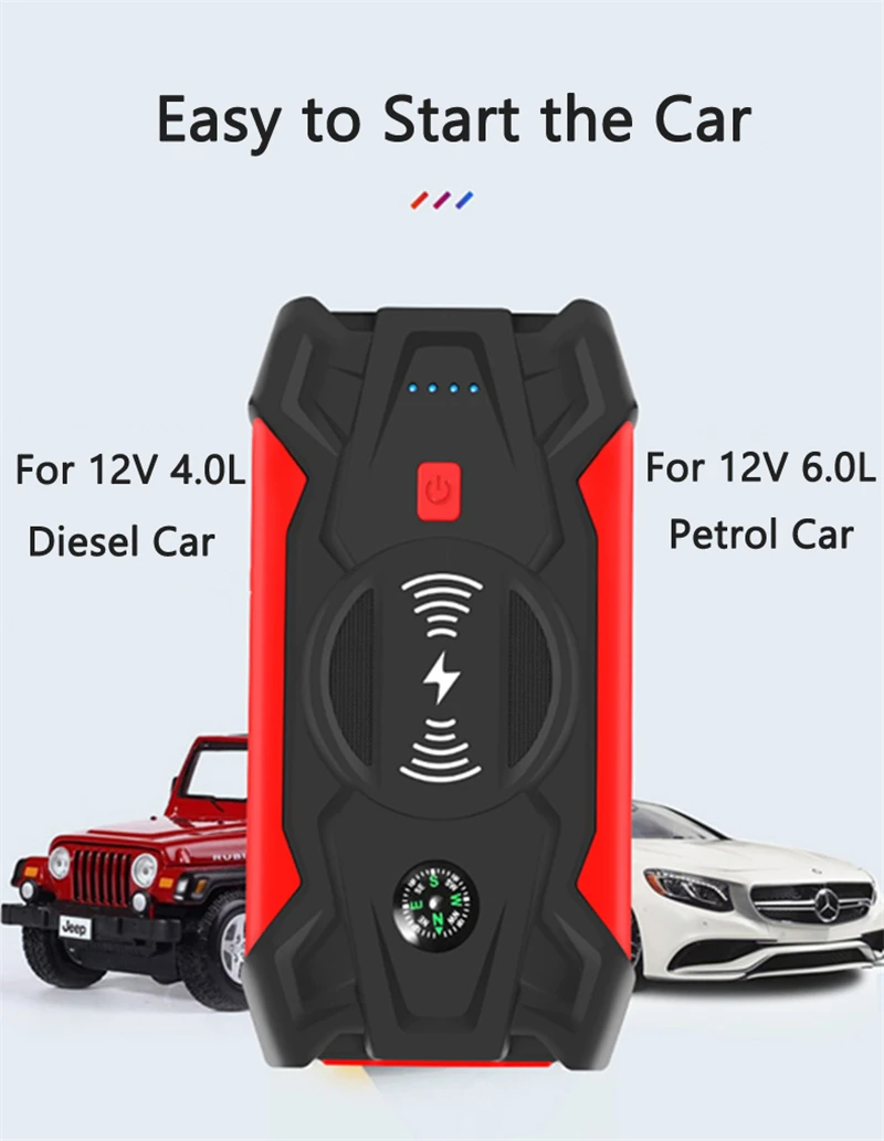 39800mAh Car Jump Starter Power Bank Qi Wireless Charger for iPhone 12 Pro Samsung S21 Car Emergency Booster 12V Starting Device power bank 30000mah Power Bank