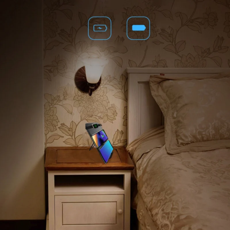 Многофункциональный 4 в 1 Qi беспроводной Chager для iPhone samsung Быстрая зарядка с 1 USB портом iWatch iPad интеллектуальное отключение питания