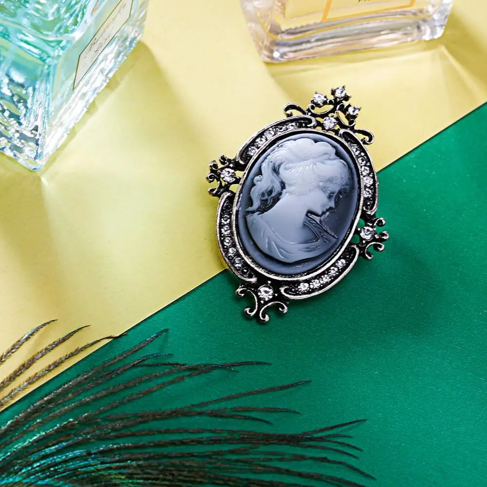 Женская Винтажная брошь в виде королевской камеи золотого и серебряного