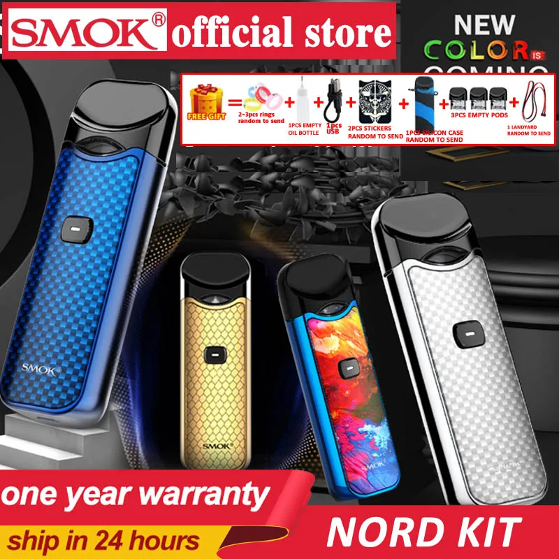 

In stock!! Smok Nord Pod vape Kit with 1100mAh Battery 3ML Cartridge mesh coil Electronic Cigarette Vape pod kit vs SMOK novo