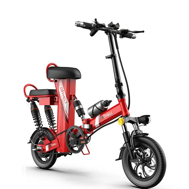 

DB Adults Mini Electric Scooter With Two Seats 2 Wheeled Electric Bikes 12 Inch 350W 48V Lithium Battery Foldable Electric Bike