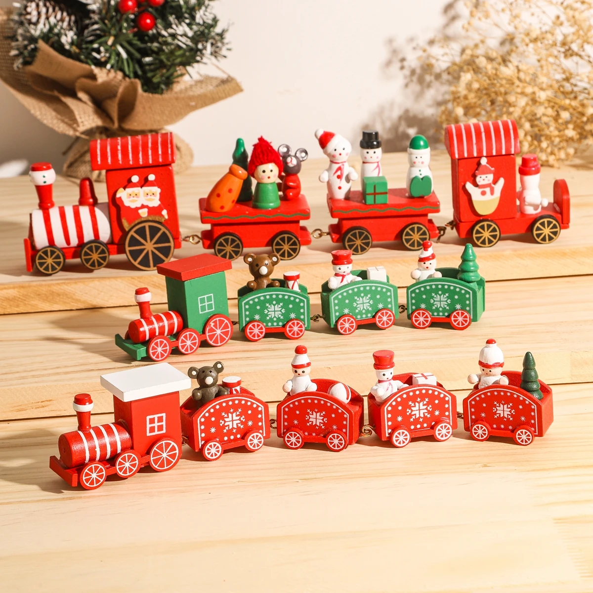 Decorative Wood Train クリスマス デコレーション Amazon.com: Yulejo Christmas Train Painted Wooden Christmas