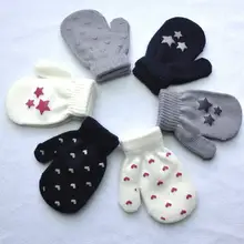 1 пара, зимние перчатки с защитой от царапин для новорожденных, вязаные варежки с принтом в виде звездочек и сердечек, сохраняющие тепло ваших рук в холодную погоду, рождественские подарки