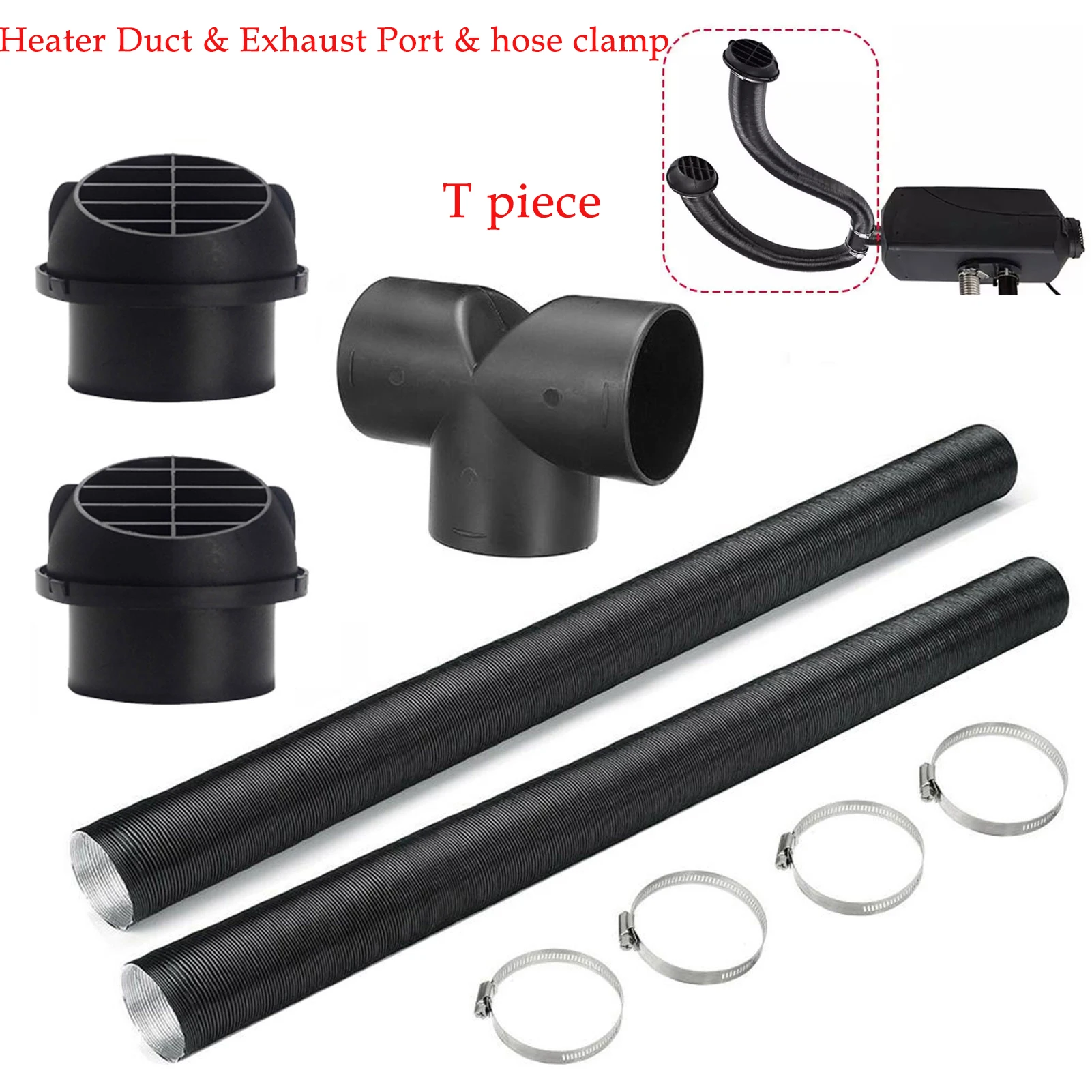 Car Plastic Air Ducting Pipe Elbow Outlet Connector&LCD Control Air Heater Motherboard 12V24V Car Heater Accessorie