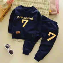 Новая детская одежда на весну-осень с персонажами из мультфильмов для мальчиков Повседневное хлопковая футболка с коротким рукавом, одежда, штаны 2 шт./компл. Одежда для маленьких детей комплект одежды для детей, спортивный костюм