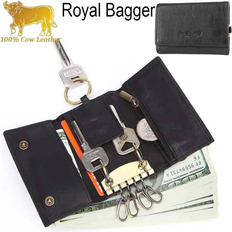 Royal Bagger, коровья кожа, брелок из воловьей кожи, сумка, многофункциональная, 30%, кошелек для монет, верхний слой, автомобильные держатели для мужчин, сумка, крутая Мода