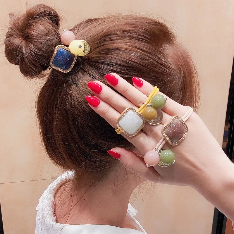 

200Pcs/Lot DIY Simple Multi Diamond Square Rubber Band Elasticity Drill Beads Hair Rings Styling Tool Accessory HA1645