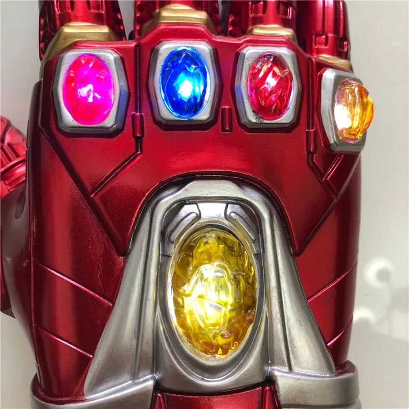 1:1 Железный человек перчатка светодиодный светильник Тони Старк танос Косплей латексные перчатки Гибкие пальцы супергерой оружие