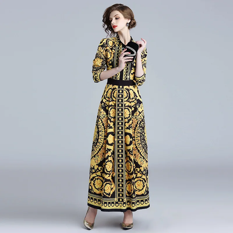 

Photo Shoot-Europe And America Versitile Fashion Positioning Floral Printed Dress