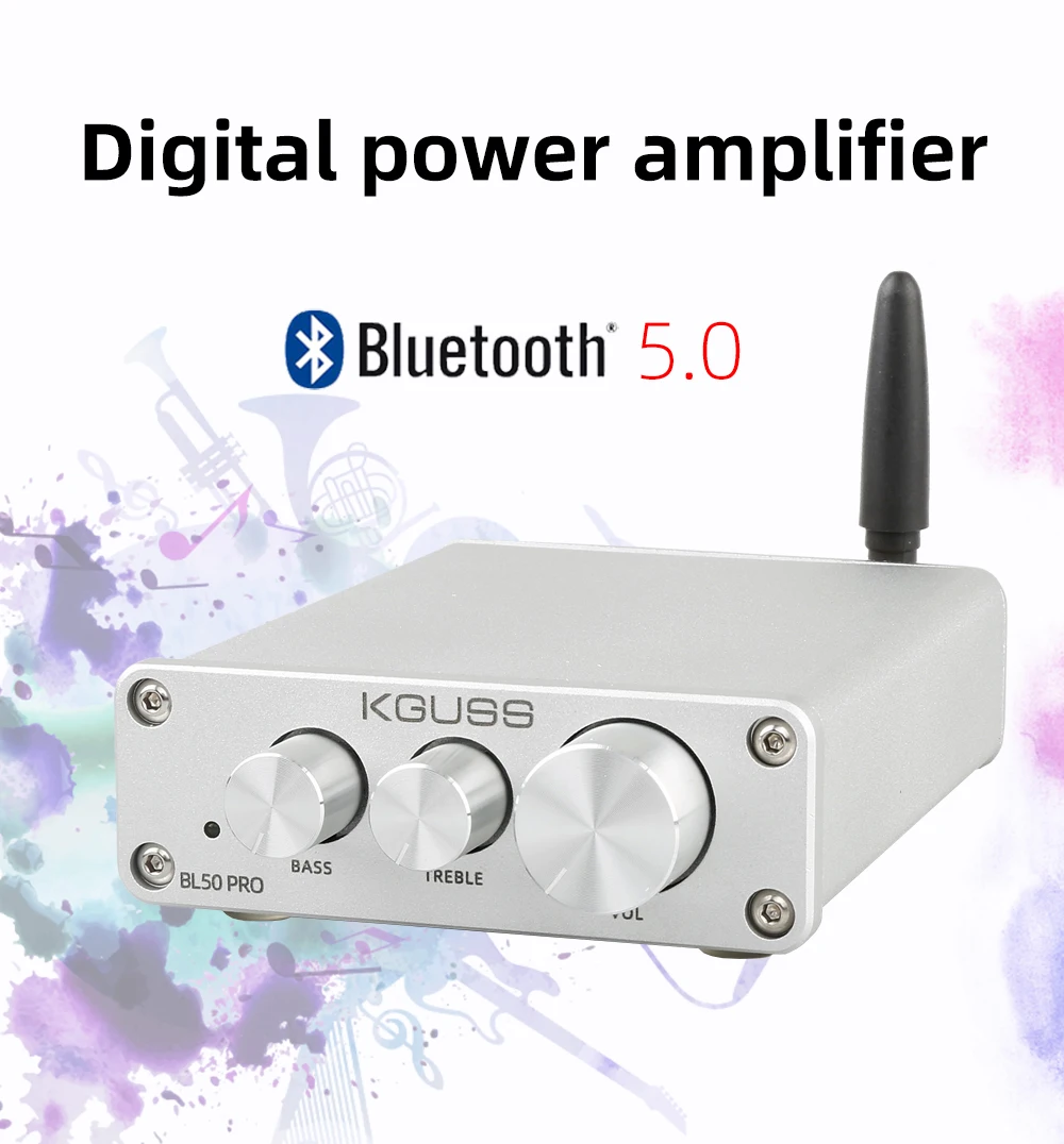 KGUSS BL50 PRO Bluetooth 5,0 QCC3003 цифровой усилитель TPA3116D2 HIFI 50 Вт* 2