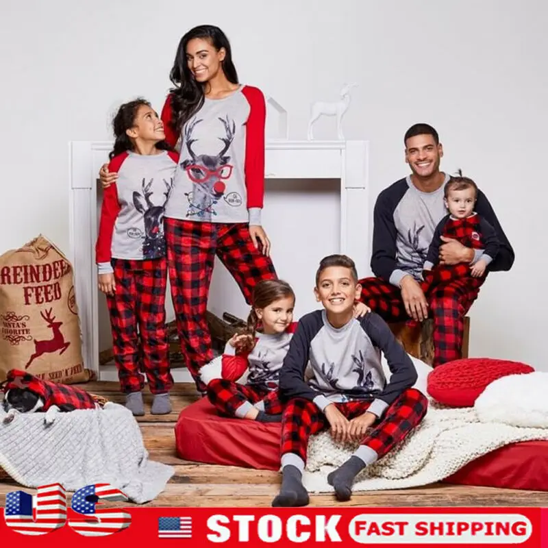 Горячая Распродажа, одинаковые рождественские пижамные наборы для всей семьи, одежда для сна с длинными рукавами для женщин, мужчин и детей, зимняя Пижама с рисунком