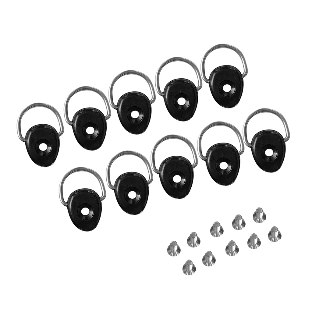 10x Replacement Kayak D Ring Boat Deck Rigging Fitting with Screws Hardware 