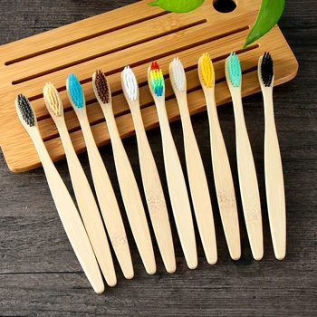 

1/5PC Environmental Bamboo Charcoal Health Toothbrush For Oral Care Teeth Cleaning Eco Medium Soft Bristle Brushes