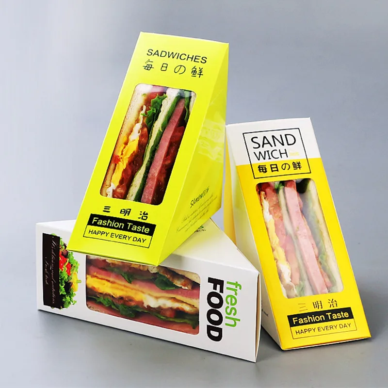 100 шт коробка для упаковки сэндвичей белая коробка для карт креативная бумага для выпечки коробка с окном пикника еда для вечеринки одноразовая упаковка