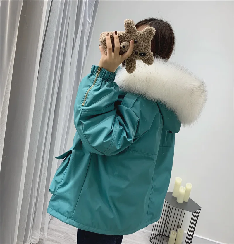 Женская зимняя куртка, женский пуховик с капюшоном, с воротником из натурального меха, 2019, Корейская Новая мода, женский пуховик размера