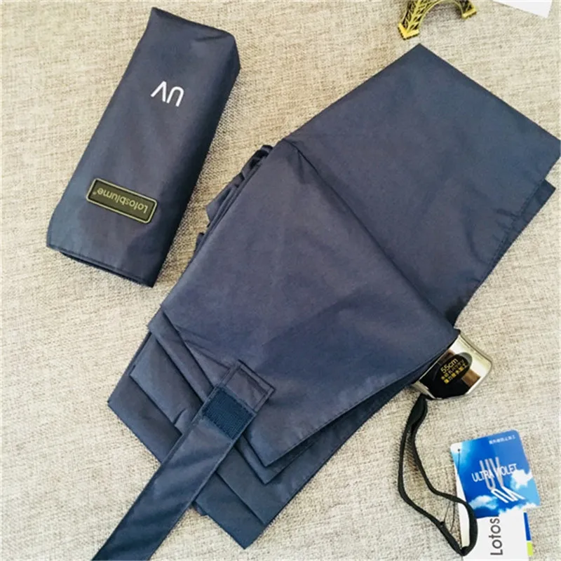 dark blue Lotosblume карманный мини простой fivefold сдвоенный Зонт солнечный и дождливый зонты для женщин и мужчин складной зонт - Цвет: dark blue