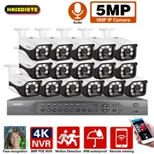 

POE IP Security Camera Set 4k 16CH NVR Kit 5MP Outdoor Audio IR Night Vision CCTV IP Vedio Surveillance Cameras System Kit 4TB