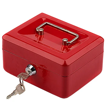 

CB152 Stainless Steel Small Safe Box Portable Fine Workmanship Red Safe Case to Protect money for Household or Offices