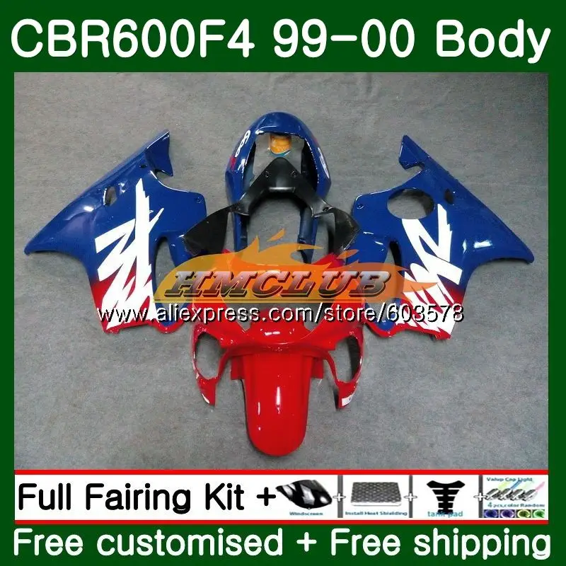 Средства ухода за кожей для HONDA CBR 600F4 CBR600 F 4 CBR 600 F4 1999 2000 69CL. 46 600CC CBR600F4 CBR 600 FS CBR600 F4 99 00 Синий и красный цвета обтекатели