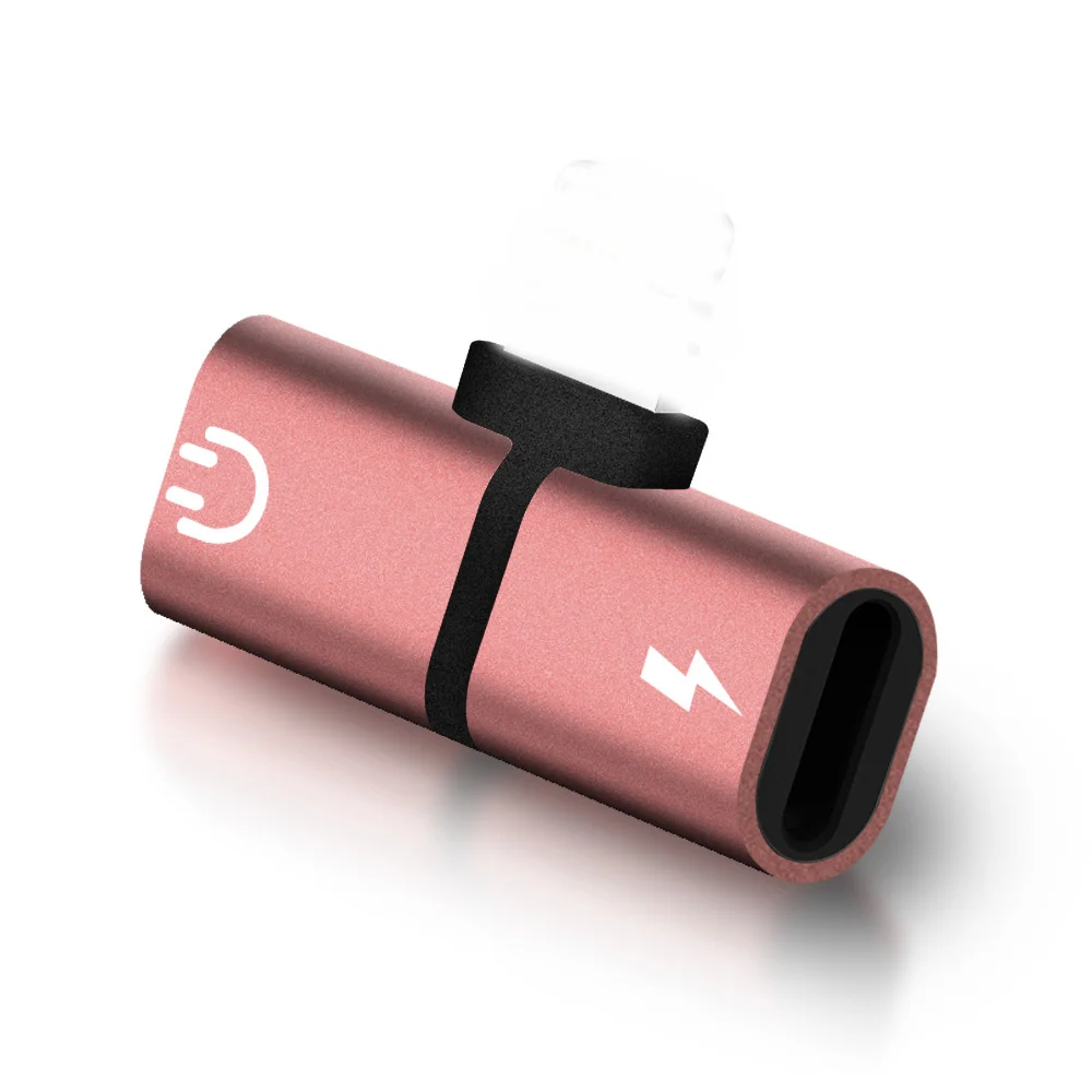 2 в 1 двойной для lightning аудио адаптер для iPhone 8 7 Plus X XR XS Max XR IOS 12,3 зарядный разъем для наушников Aux кабель Adaptador - Цвет: pink